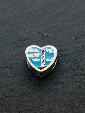 Pandora Cape Hatteras Lighthouse Heart Charm North Carolina Travel Jewelry